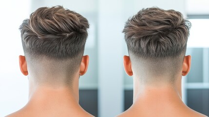 Man with Short Haircut Back View  Hair Style  Man s Neck  Close Up  Profile