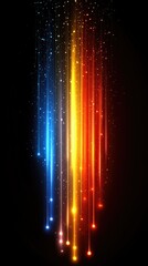 Wall Mural - Vibrant light streaks cascading against a dark backdrop, digital artwork