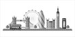 © backup_studio - London landmarks. UK capital skyline background for postcard, banner, poster. London cityscape. English world famous architectural sightseeing. Graphic flat vector illustration in white-gray colors.