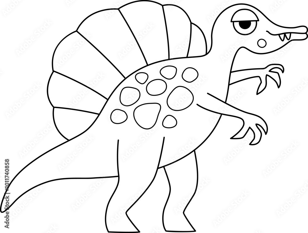Vector black and white spinosaurus icon. Cute dinosaur line ...