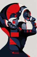 Wall Mural - Minimalist and dynamic illustration of a geometric abstract figure in a colorful composition