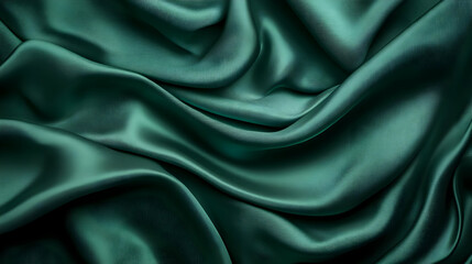 Green Satin Fabric Texture Abstract Background