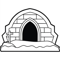 Empty tomb vector line art