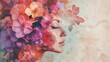 © Bijac - surreal portrait collage woman's face merged with blooming flowers. layered paper textures, vibrant colors. artistic celebration of femininity and nature.
