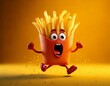 © JJAVA - Cute Cartoon French Fry Character Running Scared