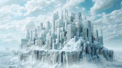 Fossilized Futuristic City Encased in Icy Stone   Environmental Neglect Turns Today s World into Tomorrow s Relics