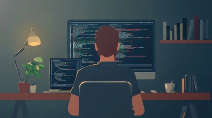 Software Programmer Or Coder Man, Generative AI
