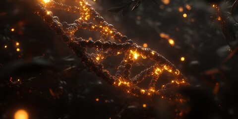 Poster - Molecular Network of Genes: Illustrate a network of genes and molecules connected by strands of DNA, with a futuristic, glowing design, symbolizing genetic modification a