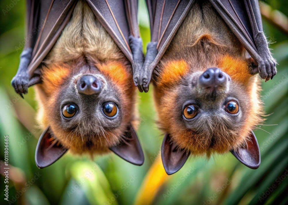 Adorable Bats Hanging Upside Down in Their Natural Habitat with Soft ...