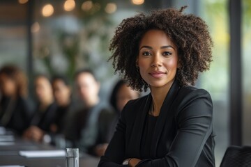 Female business leader conducting a meeting, Generative AI