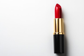 An isolated red lipstick on a white backdrop. Generative Ai