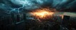 © apirom - Dramatic Cityscape with Lightning and Stormy Skies