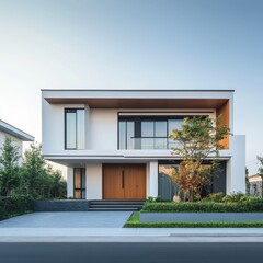 Aufkleber - Modern Minimalist House with Clean Lines and Garden