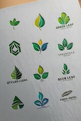 set of green eco symbol