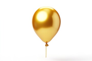 A single gold balloon isolated on a white backdrop is illustrated. Generative Ai