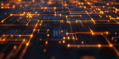 Poster - Neuron-to-Computer Connection: Depict the connection between biological neurons and a digital computer interface, where glowing signals travel between the brain and a tec