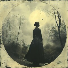 Sticker - A Woman Stands Alone in the Moonlight