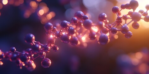 Poster - Molecular Connection Web: Design a molecular-level network, where atoms and molecules are interconnected by glowing bonds or fine lines, representing biotech advancements