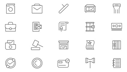 Law and Justice line icon set. Gender, racial, sexual orientation, judge, equity, respect, law, judgment, prison, justice, court legal, lawyer, criminal line icon set. UI thin line icon pack.