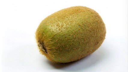 Wall Mural - A single, whole, ripe kiwi fruit isolated on a white background.