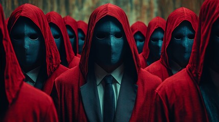 Sticker - A group of people wearing red hooded robes and ties