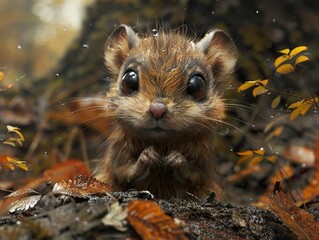 Canvas Print - Cute Mouse in the Rain - Adorable Wildlife Photography