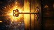 © john - Magical key opening door to dimension of light with golden light, magic, key, door, dimension, light, golden, mystical