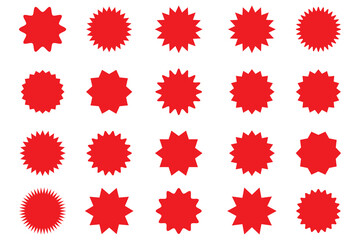 Set of vector starburst, sunburst badges. Vintage labels. Colored stickers. A collection of different types and colors icon.