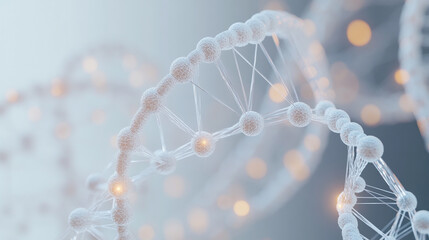 DNA double helix with luminous particles on an abstract background, An illustration of a medical background showing healthcare, medical technology,