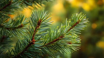 Sticker - Pine branches from the forest with green needles , tree, forest, nature, pine, branches, green, needles, foliage