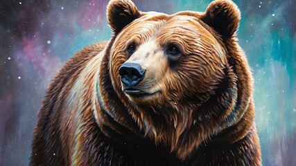 bear illustration high-quality image and aesthetic dreamy acrylics style background