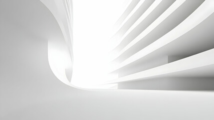 Wall Mural - abstract 3d white architecture with curved walls and horizontal lines