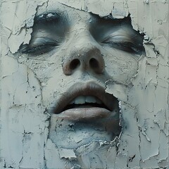 Canvas Print - Cracked Surface: A Surreal Portrait of Hidden Emotion