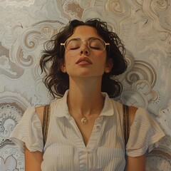 Poster - Woman with Closed Eyes in a Dreamy Portrait