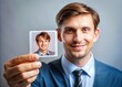 © Danicha - Close-up of an Identification Card Held in a Hand Against a Neutral Background for Various Uses