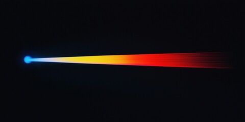 Wall Mural - one multicoloured beam of light against black background