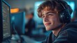 © BG_Illustrations - Smiling Customer Service Representative Working in Call Center Office Environment