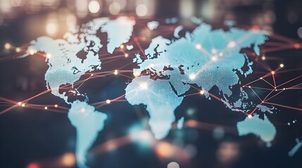 world map overlaid with interconnected lines symbolizing globalization