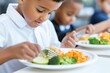 © typepng - A group of schoolchildren eats healthy food during their break
