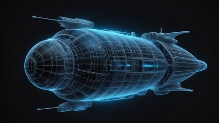 3d wireframe model of a spacecraft design concept background