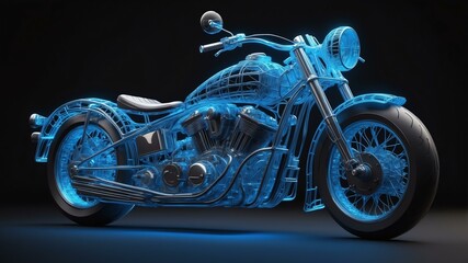 3d wireframe model of a classic motorcycle design concept background