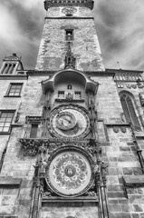 Canvas Print - The astronomical clock showing the time in Prague, Czech Republic