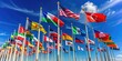 © Danicha - Colorful Flags of Various Countries Flying in the Wind Against a Clear Blue Sky Background