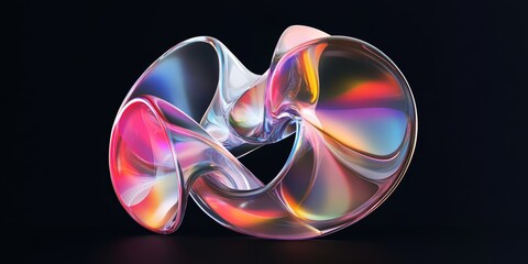 Iridescent background crystal glass abstract shape