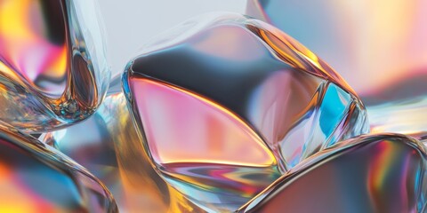 Iridescent background crystal glass abstract shape