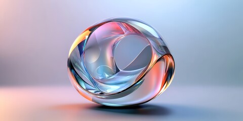 Iridescent background crystal glass abstract shape