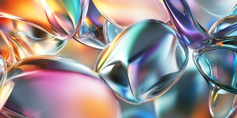 Iridescent background crystal glass abstract shape