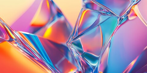 Iridescent background crystal glass abstract shape