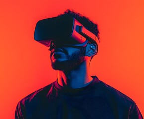 A man wearing a VR glasses