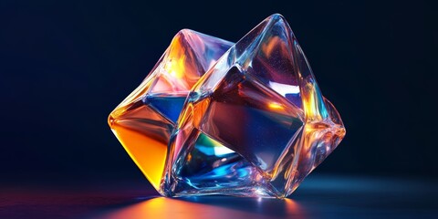 Iridescent background crystal glass abstract shape